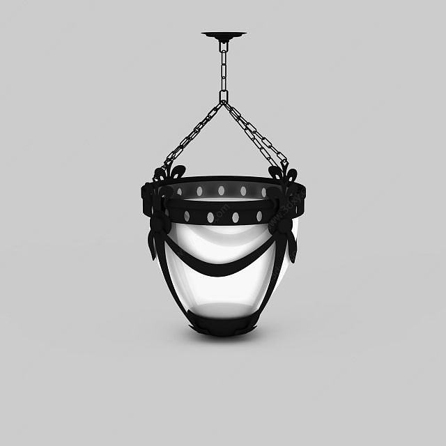 精美黑色金属支架吊灯3D模型
