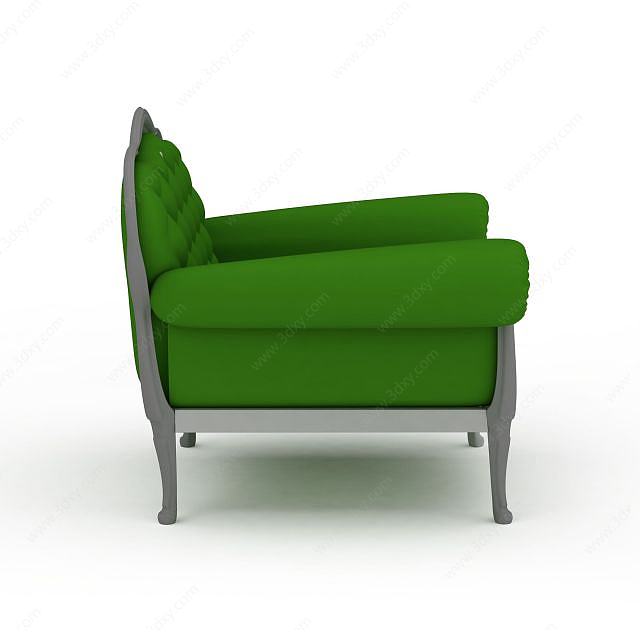 时尚绿色软包布艺沙发3D模型