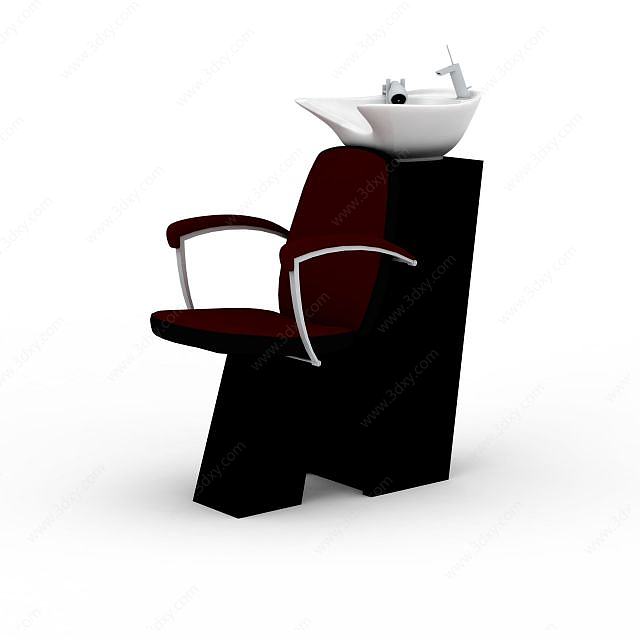 高档红黑拼色洗头椅3D模型