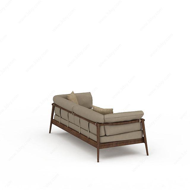 休闲布艺实木支架沙发椅3D模型