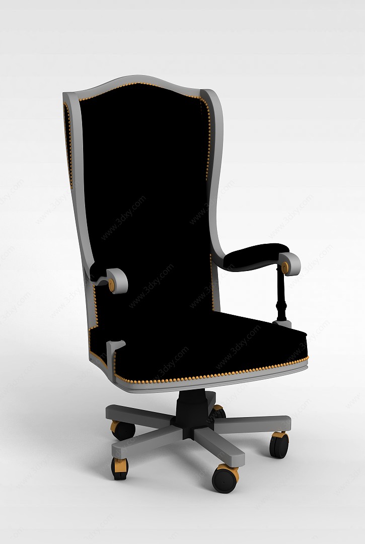 黑色铆钉装饰办公座椅3D模型