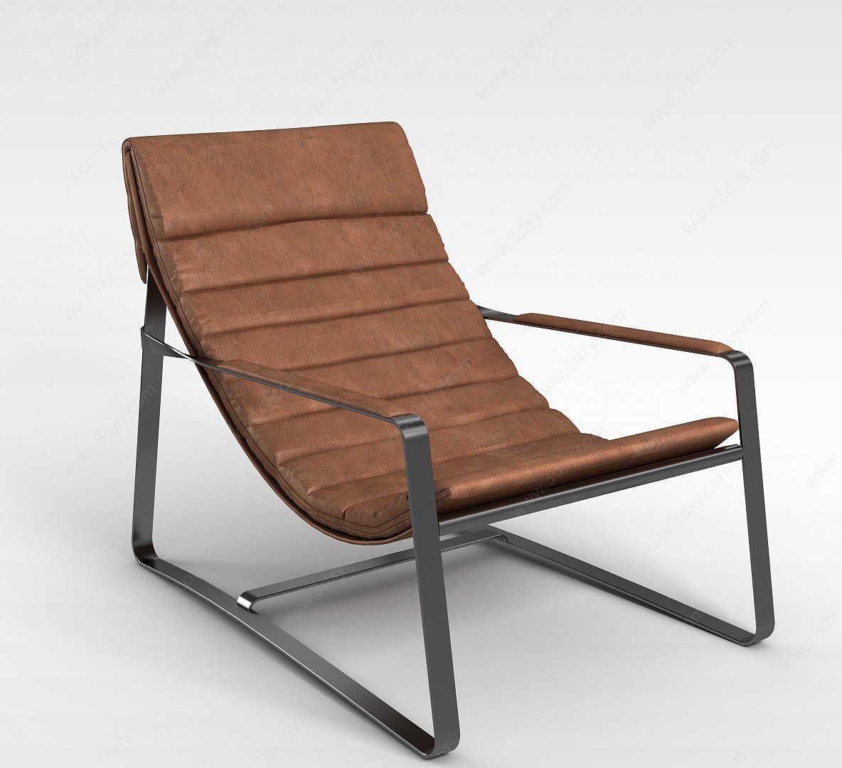 休闲棕色扶手沙发椅3D模型