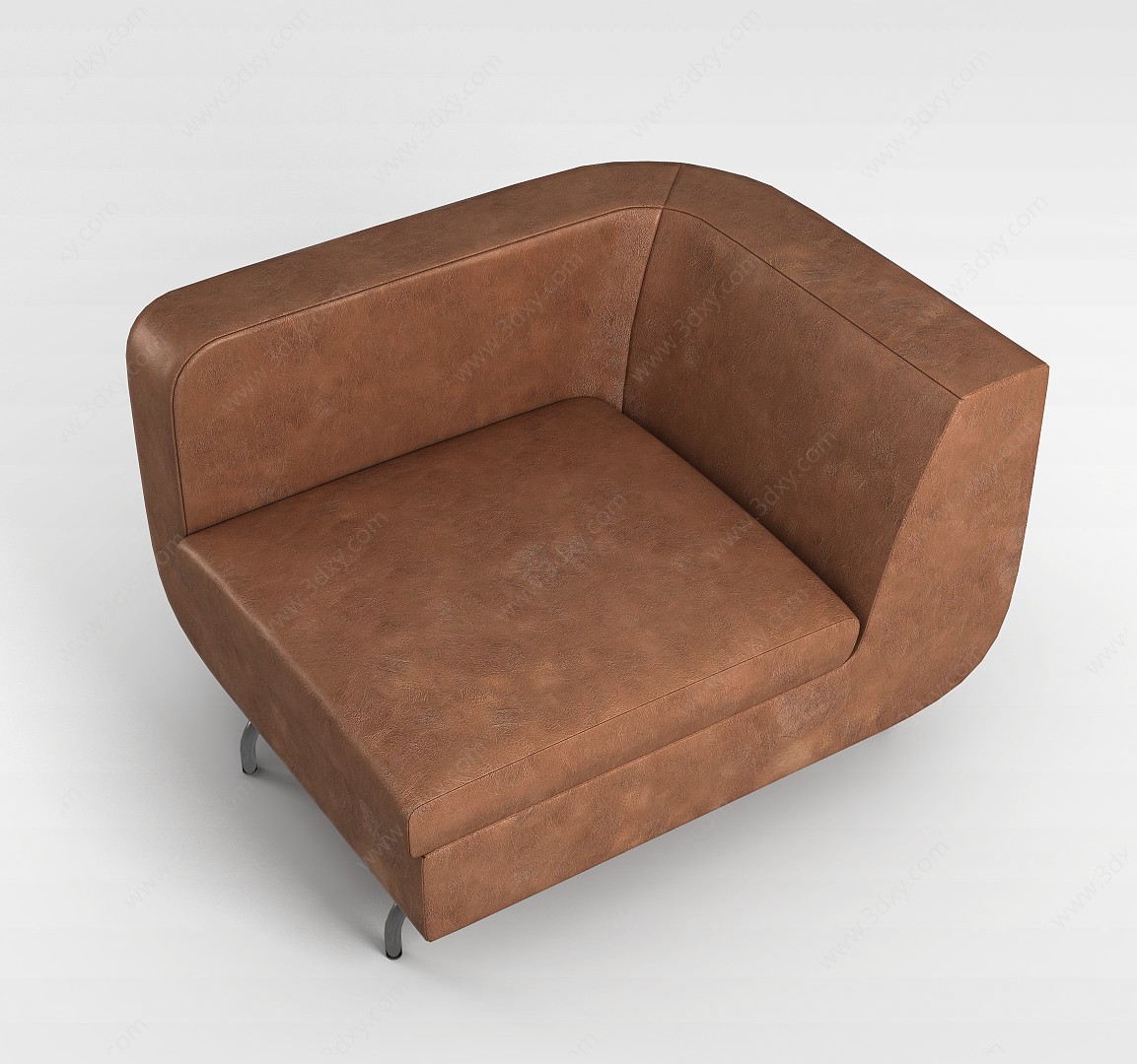 时尚鹿皮面棕色转角沙发3D模型