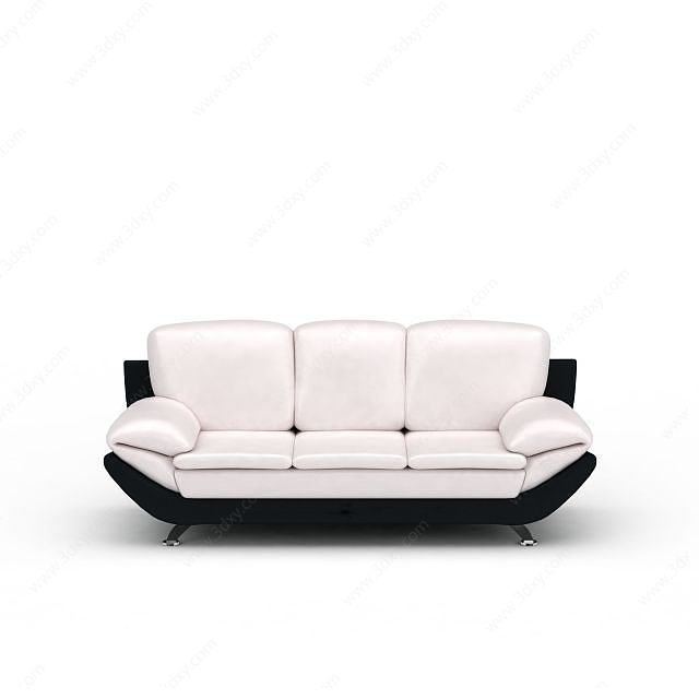 现代黑白拼色多人沙发3D模型