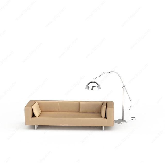 现代金色休闲沙发3D模型