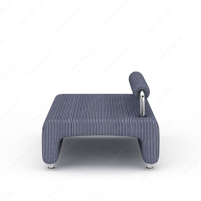 时尚蓝色条纹休闲单人沙发3D模型