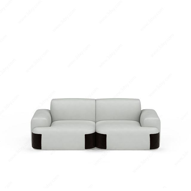 时尚拼色双人休闲沙发3D模型