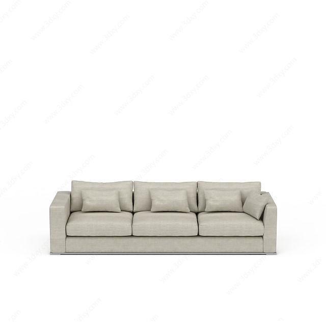现代浅灰色布艺休闲沙发3D模型