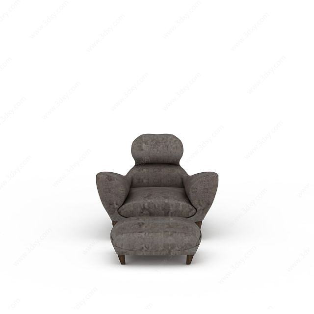 灰色现代布艺沙发3D模型