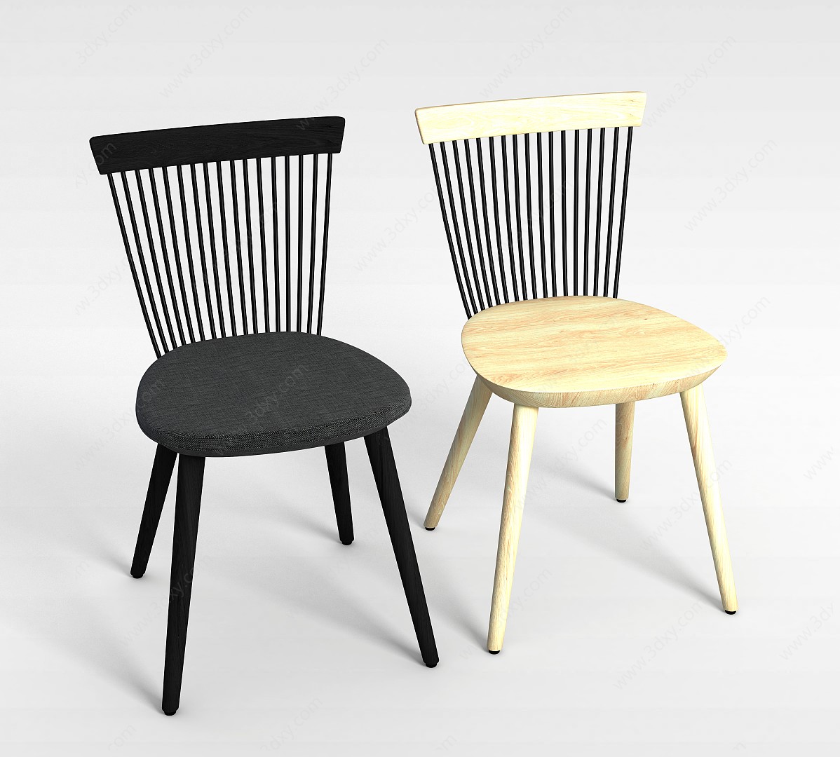 现代简约实木椅子3D模型