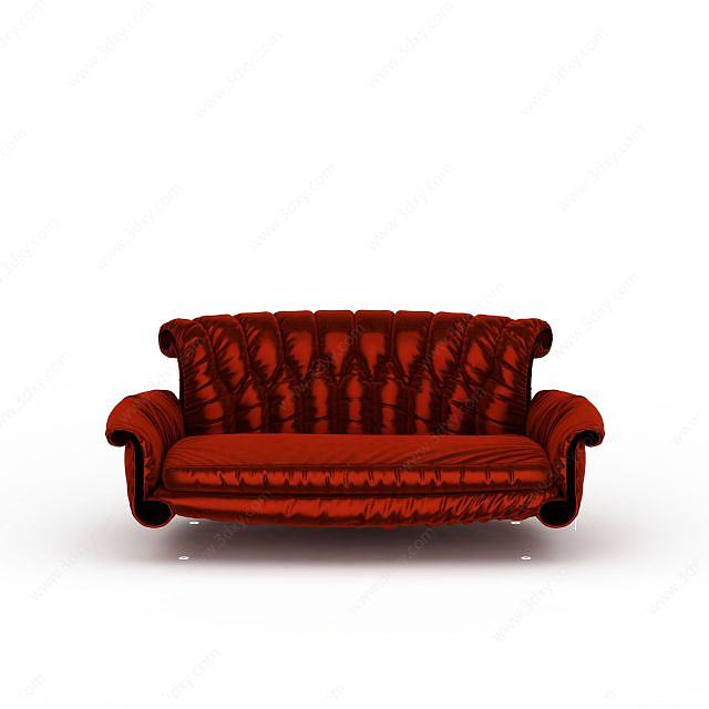 红色扶手沙发3D模型