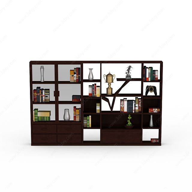 木质书柜3D模型