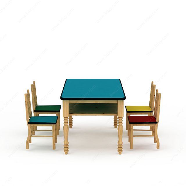 长桌椅3D模型