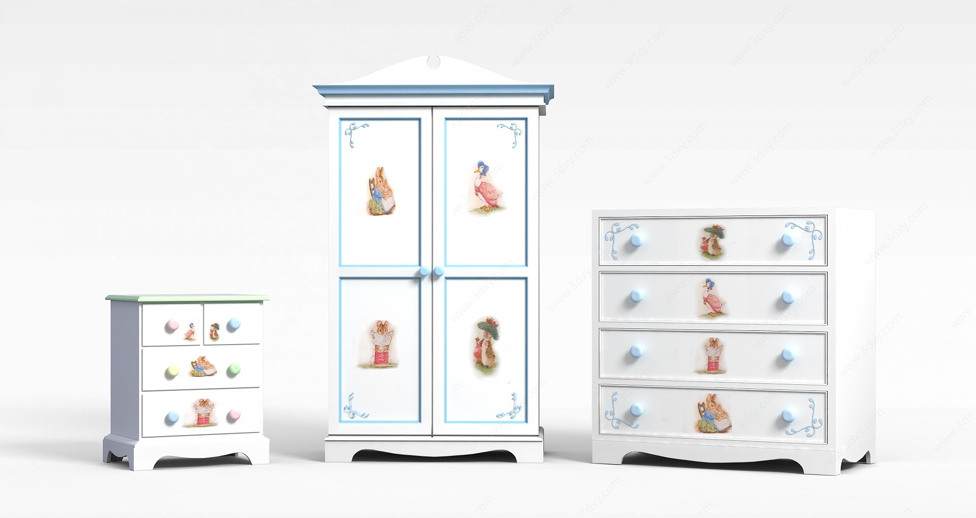 现代拼色儿童衣柜3D模型