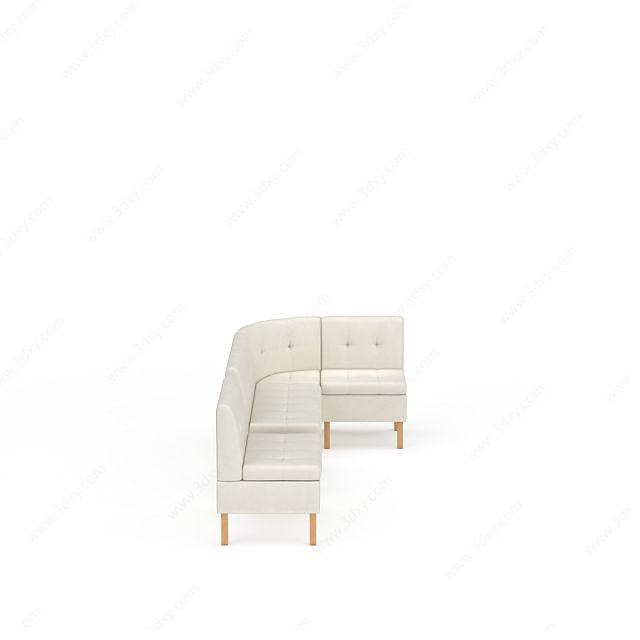 时尚白色转角长沙发3D模型