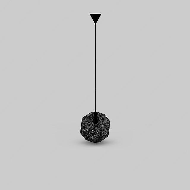 时尚黑色金属球状吊灯3D模型