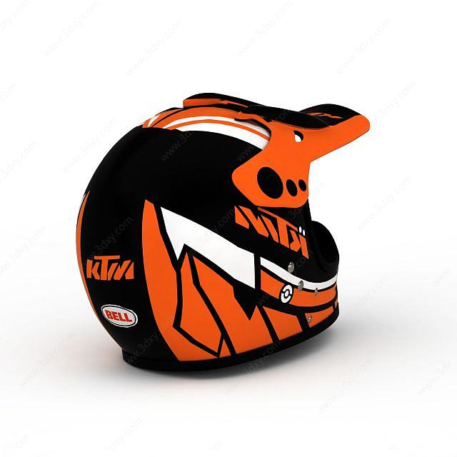 时尚拼色防护头盔3D模型