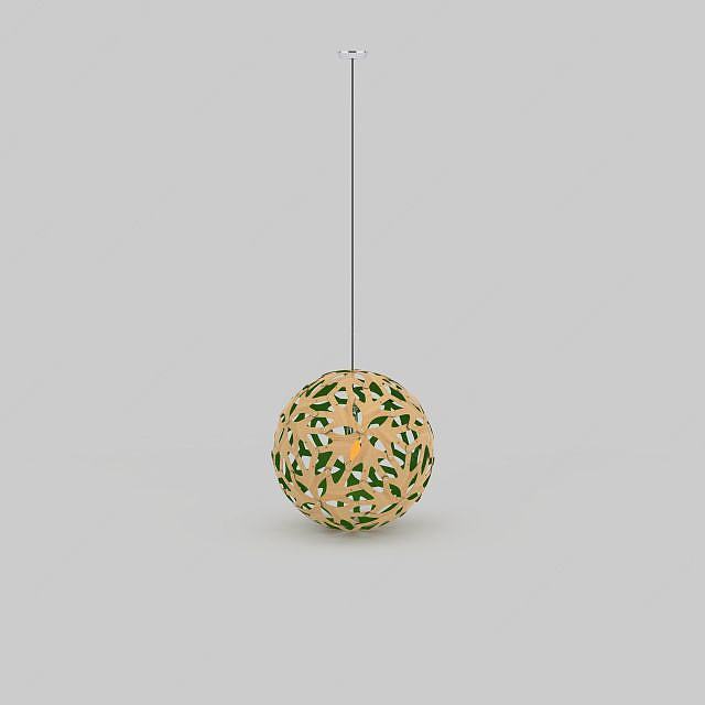 创意圆形雕花绣球吊灯3D模型