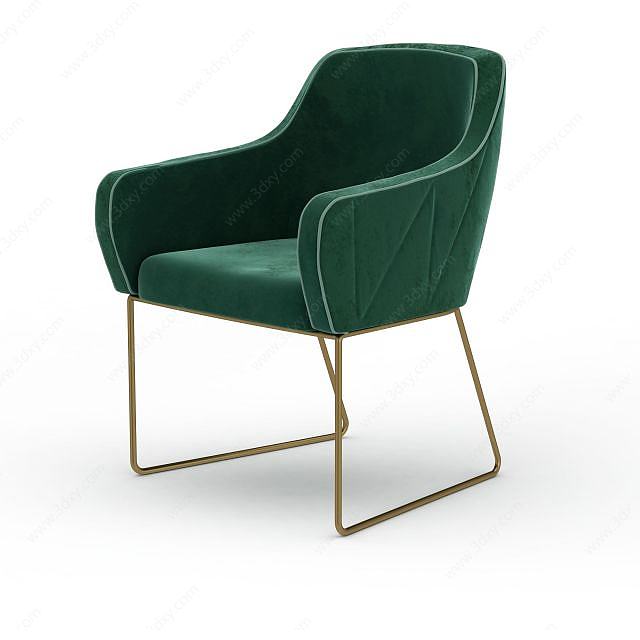 时尚绿色绒面坐椅3D模型