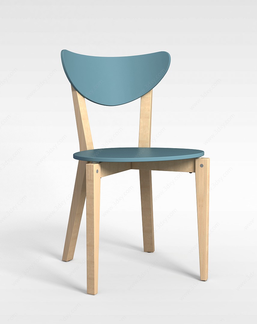 现代极简主义实木靠背座椅3D模型