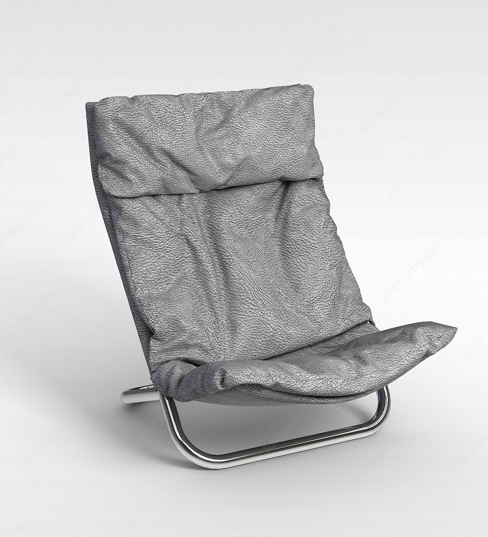 时尚灰色皮面矮沙发椅3D模型
