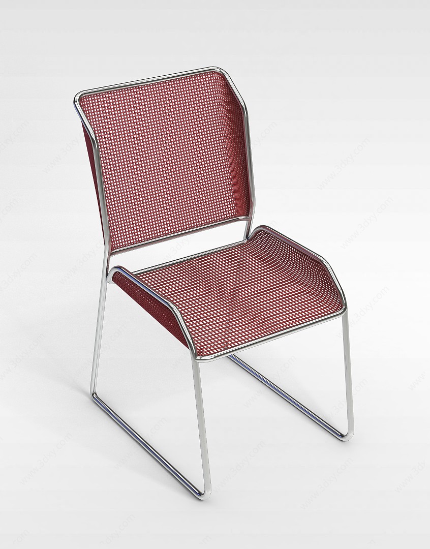 时尚红色镂空金属椅子3D模型