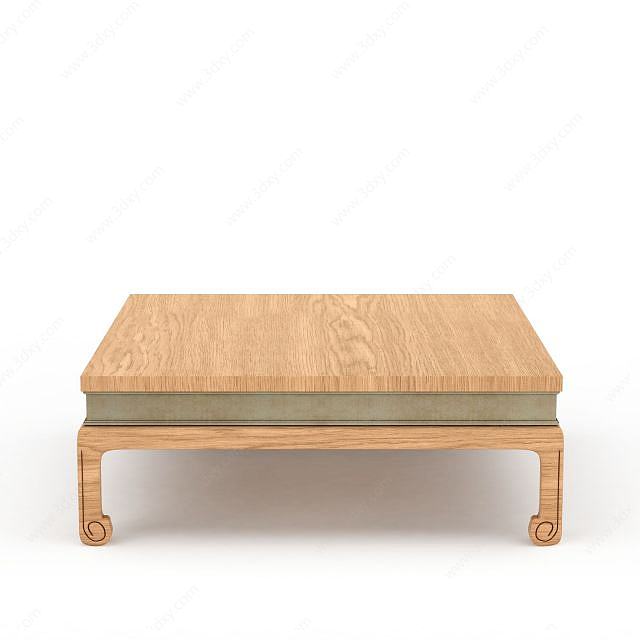 经典日式实木八角桌3D模型