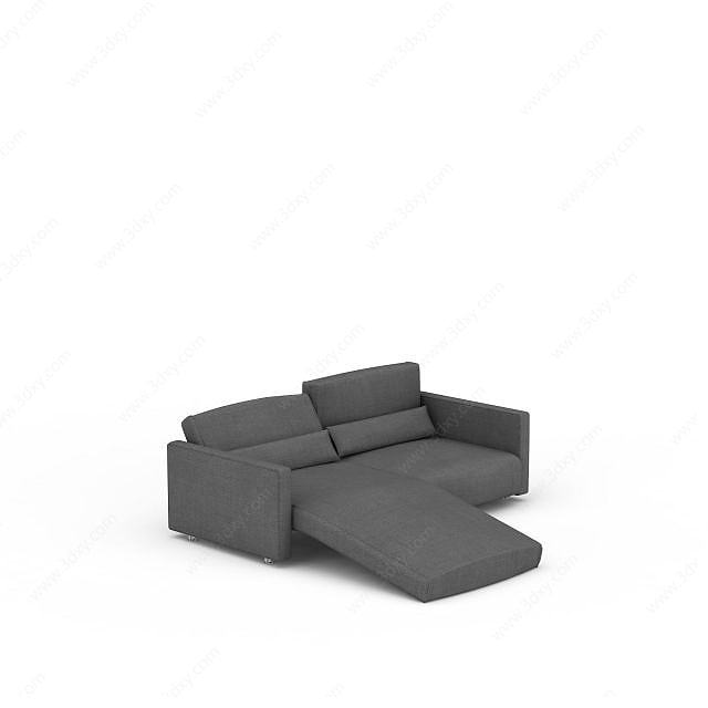 现代灰色布艺沙发榻3D模型