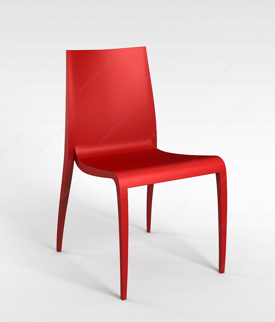 简约红色休闲椅子3D模型