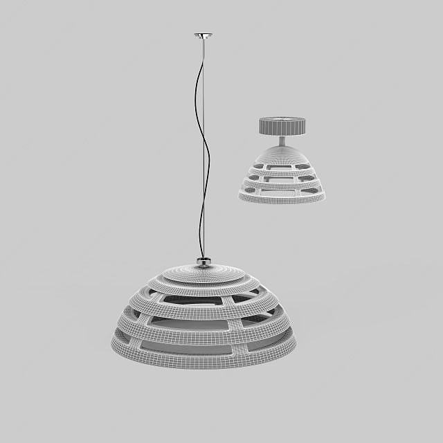 创意灰色碗状吊灯3D模型