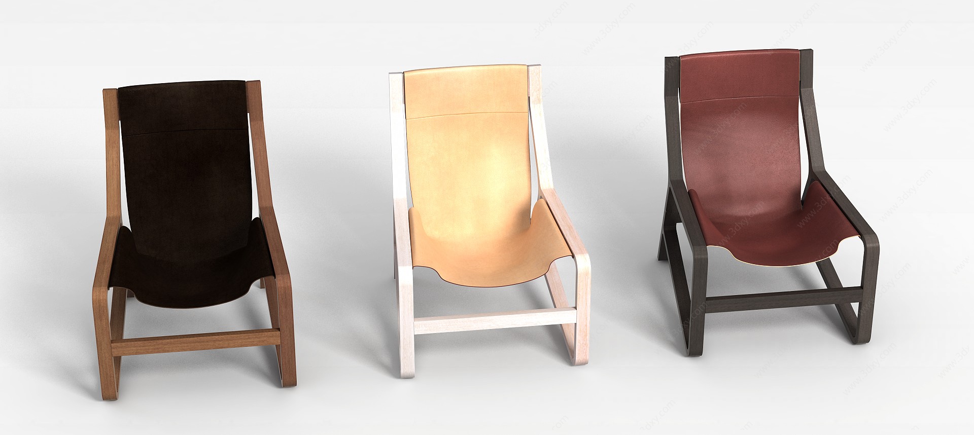 时尚休闲实木帆布椅子3D模型