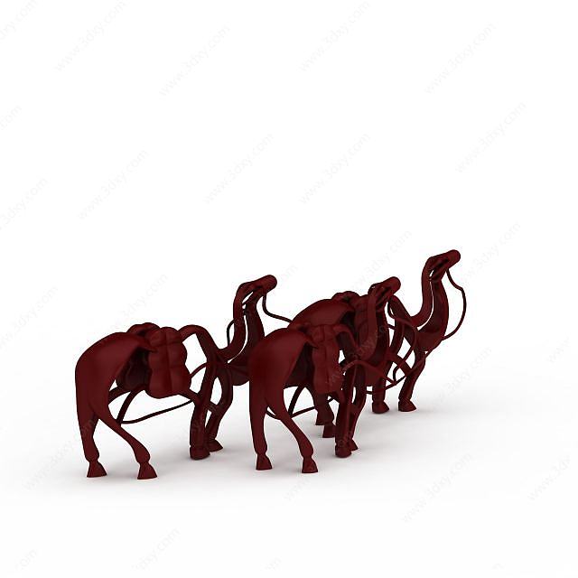 红色骆驼雕塑3D模型
