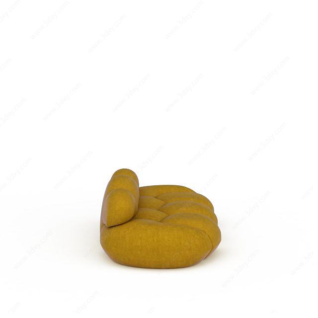 时尚姜黄色布艺可爱南瓜沙发3D模型