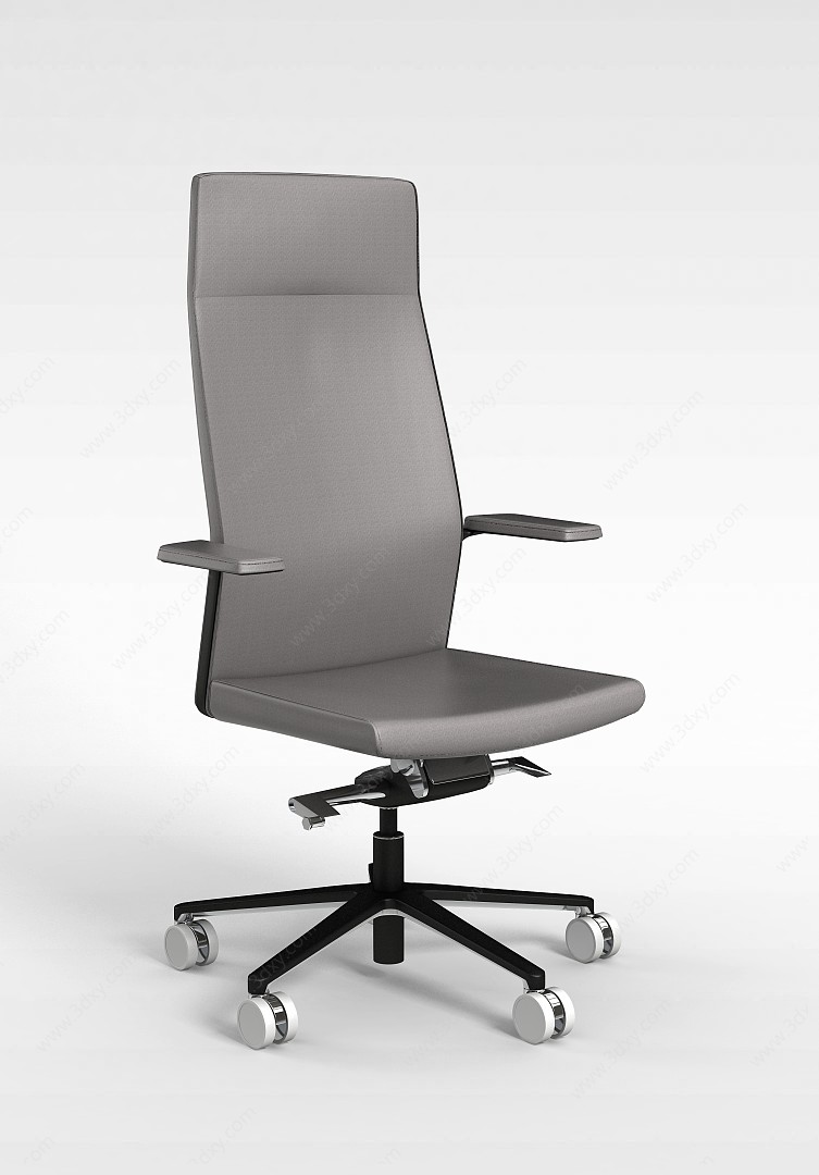 现代灰色高背旋转办公椅3D模型