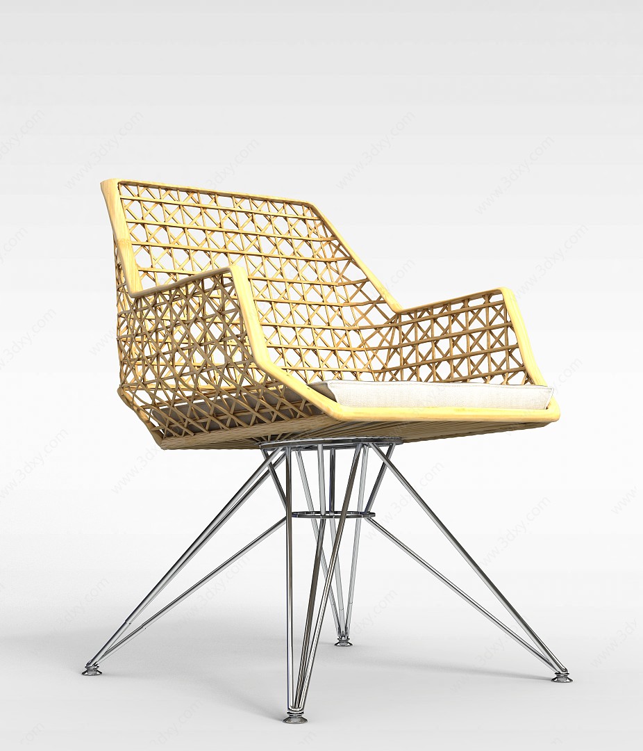 时尚不锈钢软座编织藤椅3D模型