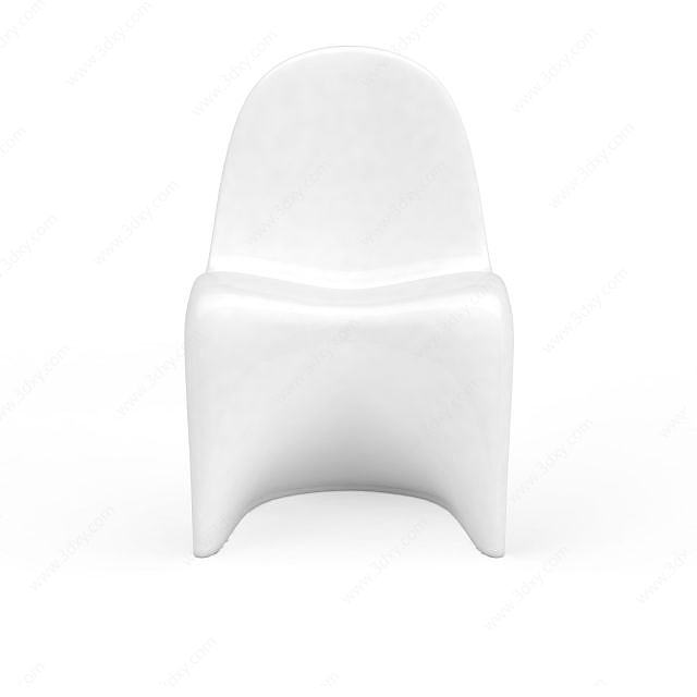 白色塑料凳子3D模型