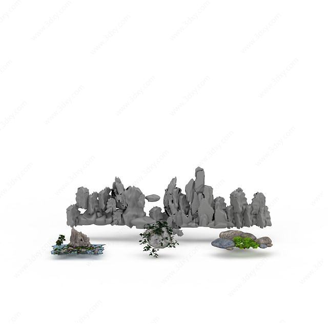 园林假山石头3D模型
