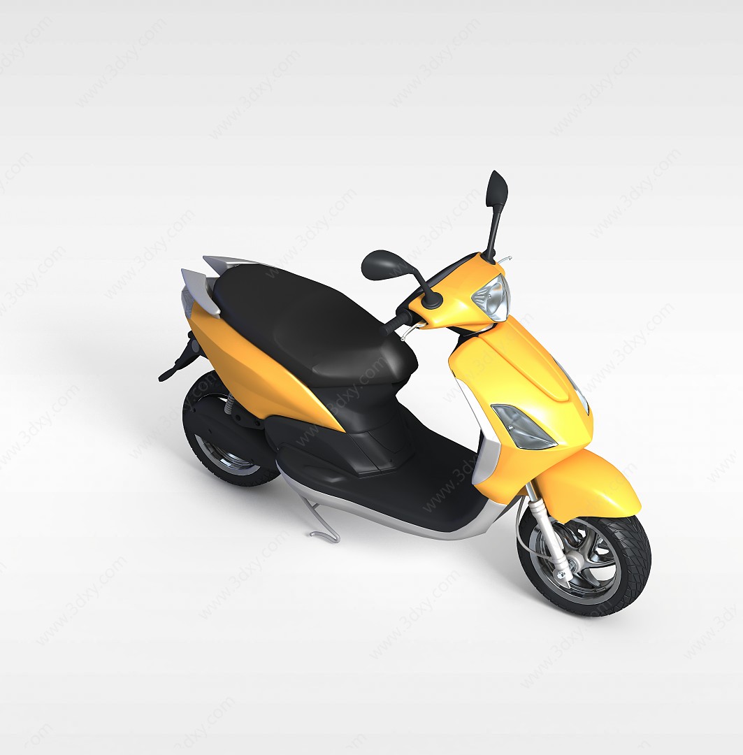 黄色电动摩托车3D模型