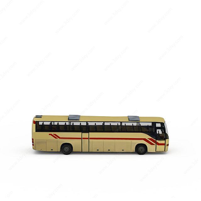 黄色大巴车3D模型