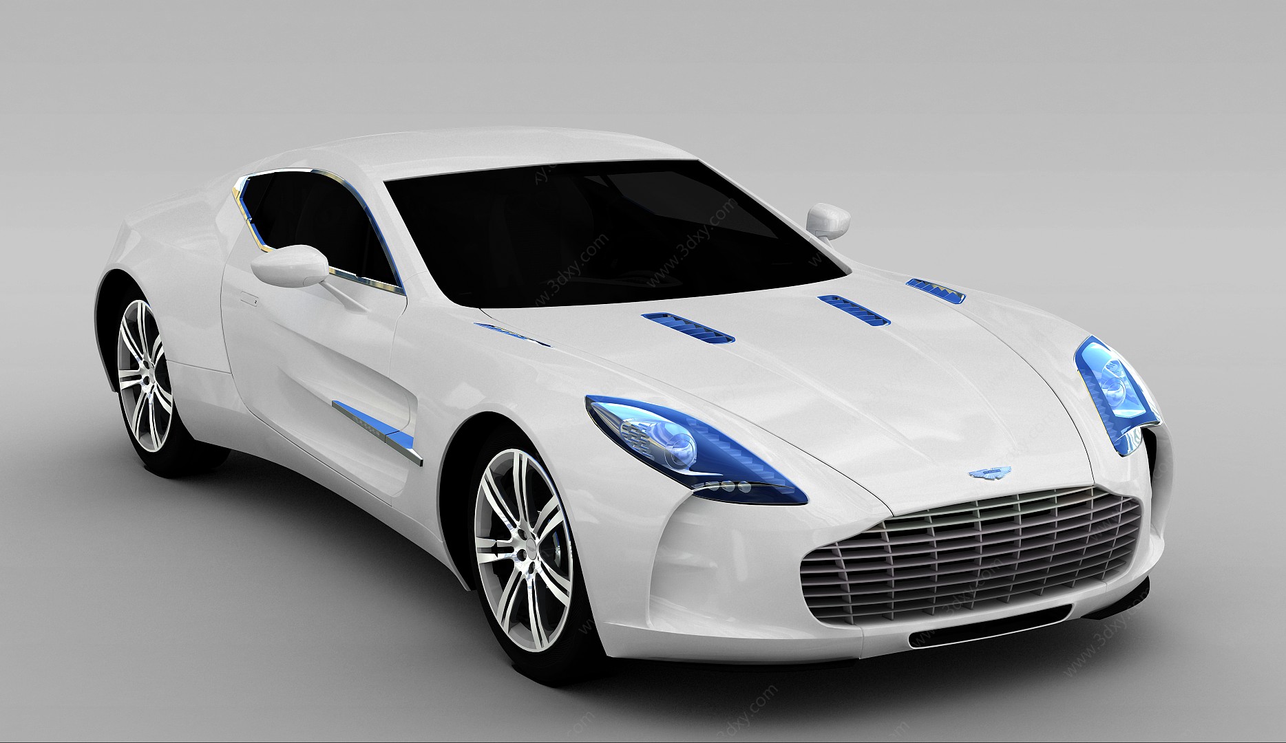 现代白色小轿车3D模型