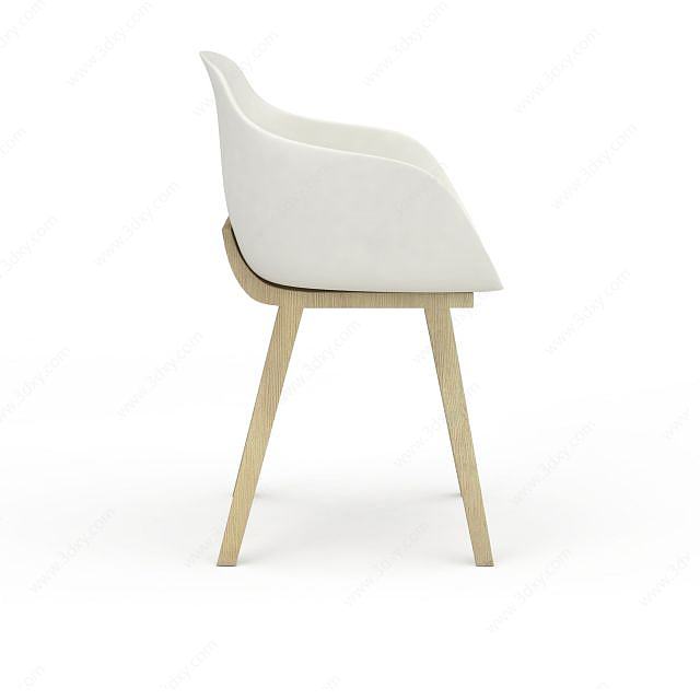 精美白色实木餐椅3D模型