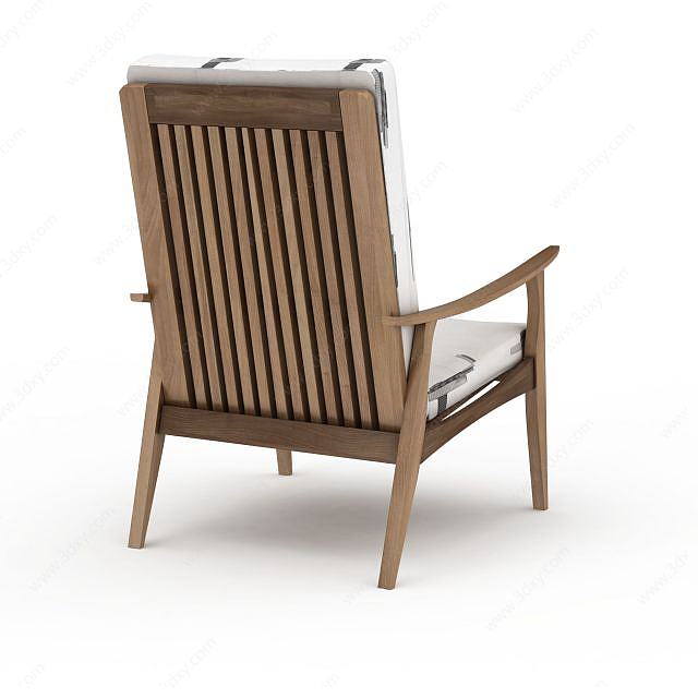 高端实木印花布艺休闲椅3D模型