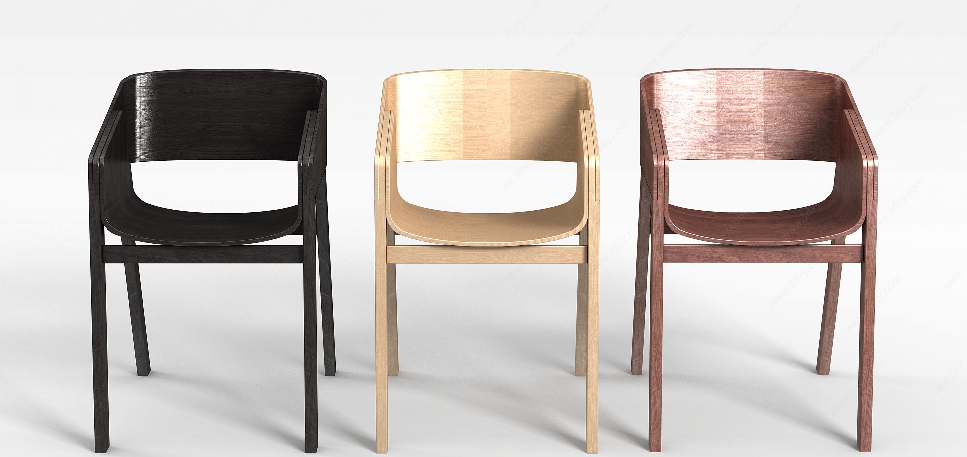 精美实木餐椅组合3D模型