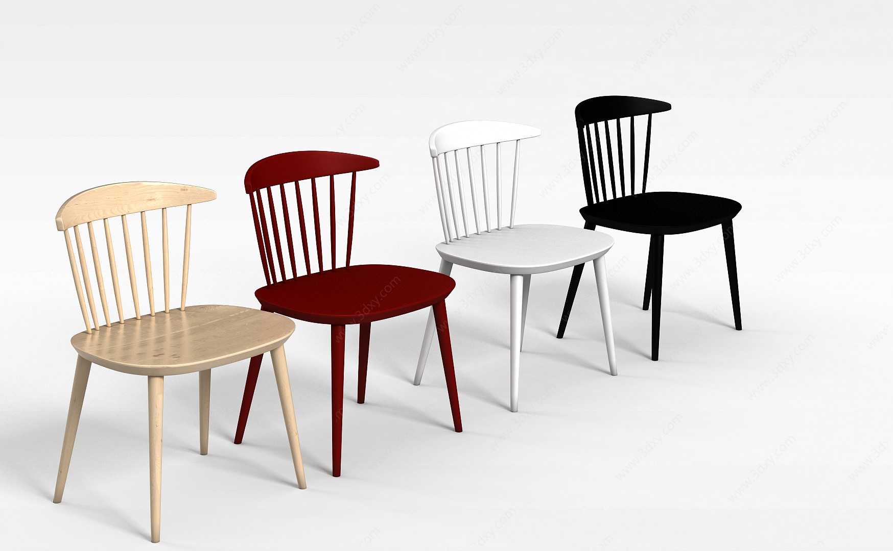 简约餐椅套装3D模型