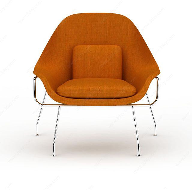 现代橙色布艺休闲沙发椅3D模型