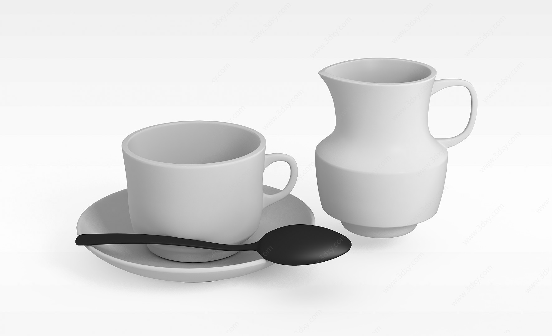 咖啡杯套装3D模型