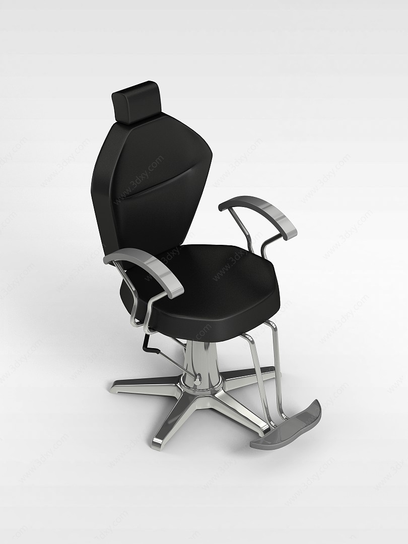 黑色真皮办公转椅3D模型