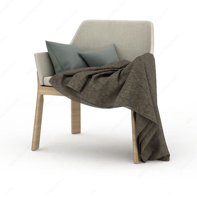休闲浅灰色座椅3D模型