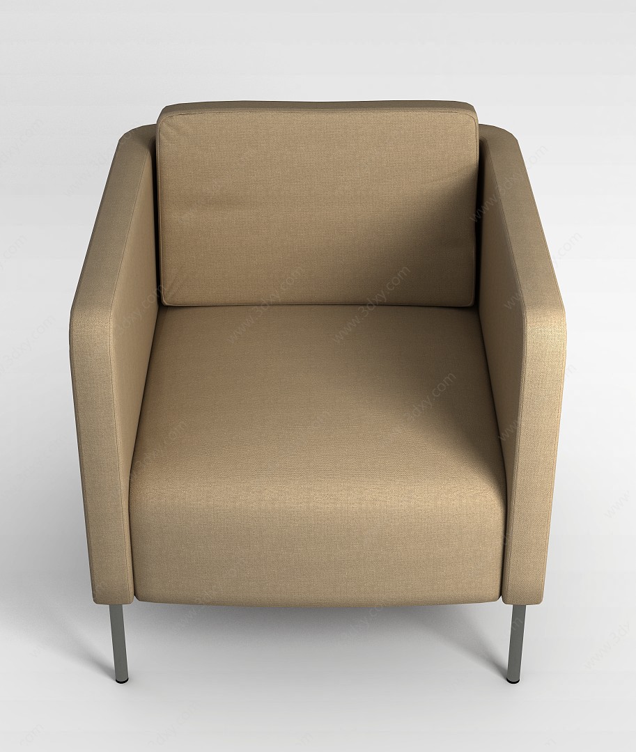 高档浅棕色布艺会客沙发椅3D模型