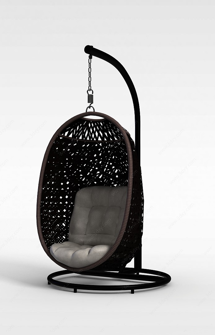 现代黑色编织沙发吊椅3D模型